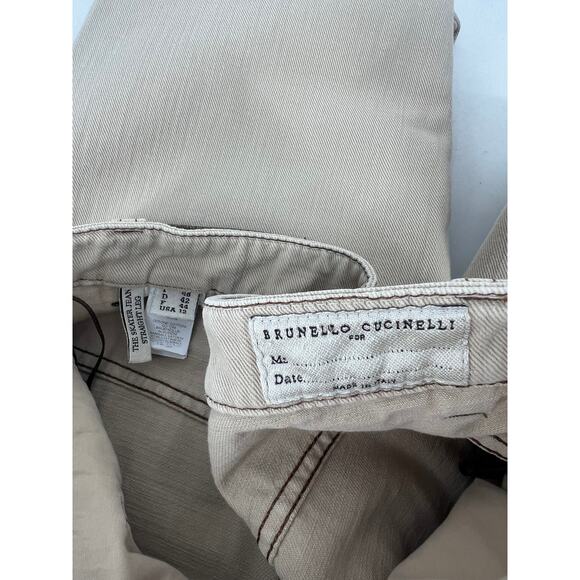 Brunello Cucinelli The Skater Straight Leg Jean in Tan - Picture 5 of 9